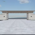 Classical Entrance Gate With Stone Structure And Wide Pavement Overlooking Sea View 3d model