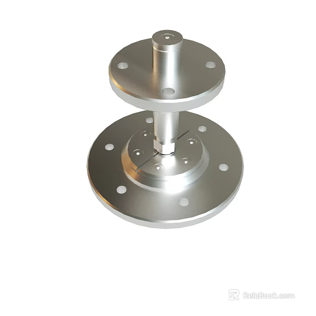 Other Metal Mechanical Part With Circular Flange Discs Central Shaft And Multiple Holes 3d model 