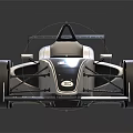 Sleek Silver Single Seater Race Car With Large Rear Wing And Aerodynamic Design