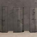 Modern Shower Head Systems In Transparent Glass Corner Shower Cabins For Contemporary Bathrooms