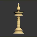 Brass Decorative Object With Tiered Base Spiral Column And Spire Top 3d model