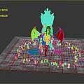 Game Movie Character With Green Hair Purple Wings Sitting On Throne Surrounded By Candles