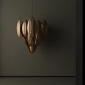 Creative Wooden Chandelier with Leaf Shaped Design for Modern Interior Spaces 3d model