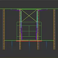 Building Construction Framework 3D Model With Green Structure And Yellow Columns