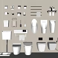 Contemporary Toilet Bathroom Interior With Urinals Sinks Storage Racks And Accessories