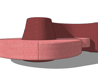 Modern Red Public Chair With Circular Upholstered Seat And Backrest 3d model