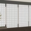 Stylish Modern Interior Glass Partition With Grid Design And Decorative Elements