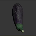 Fresh Purple Eggplant with Green Stem and Smooth Skin on Dark Background