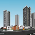 Urban High Rise Residential Area With Central Green Park And River View