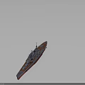 Large Battleship Water Transport with Multiple Turrets Masts Gray Hull and Red Bottom Design