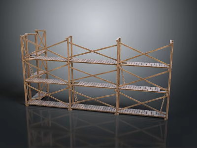 Bamboo Multi Tiered Clothing Storage Rack With Open Shelves For Accessories 3d model