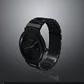 Sleek Black Watch With Blue Metal Strap Round Dial And Date