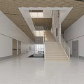 Modern Architectural Interior Design With Wooden Grilles Staircase Textured Wall And Windows
