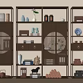 Traditional Chinese Curio Shelf Displaying Books Vases Tea Sets And Decorative Ornaments