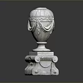 Classical Stone Sculpture With Intricate Carving And Pedestal Base Design