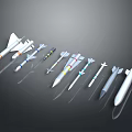 Weapon Collection of Various Modern Military Missiles with Different Sizes and Designs