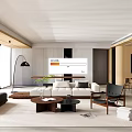 Modern Living and Dining Room Interior With Sofa Coffee Table Dining Chairs And Natural Light