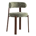 Green Fabric Upholstered Dining Chair With Wooden Legs And Modern Design