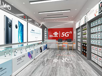 Modern Digital Store With Vivo 5G Mobile Phones Product Displays And Counters 3d model