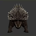 Detailed 3D Dinosaur Figure With Spiked Back Horned Head And Brown Skin