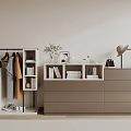 Modern Shoe Cabinet with Storage Drawers Hanging Rack and Decorative Plants