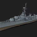 Military Warship With Deck Weapon Systems Radar Antenna And Bridge Structure