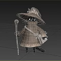 Modern game character wizard cat 3d model