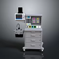 Medical Patient Monitoring Device With Digital Screen Control Panel And Wheeled Cart Drawers
