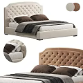 Stylish Single Bed Design With Tufted Headboard Brown Pillows And Blanket 3d model