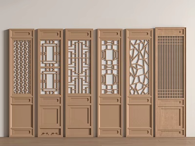 Wooden Carved Decorative Screens With Intricate Patterns And Panel Designs 3d model