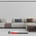 Light Colored L Shaped Sectional Sofa With Decorative Pillows And Wooden Coffee Table 3d model