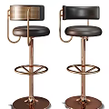 Modern Bar Stools With Metal Frames Leather Seats And Unique Backrest Designs 3d model