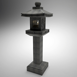 Japanese-style courtyard stone cage lamp Chinese Zen landscape lamp Japanese-style stone tower 3d model