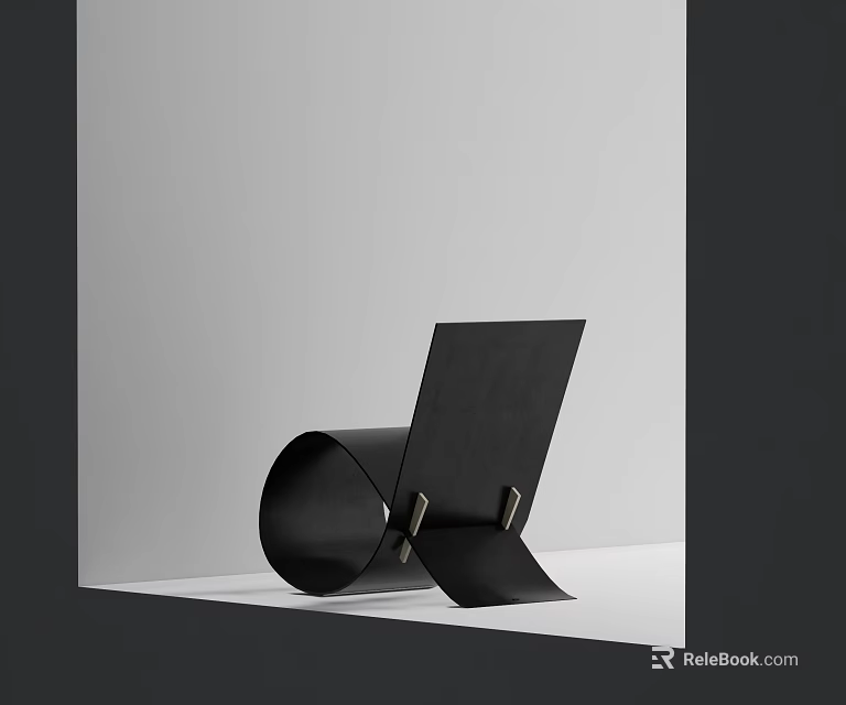 Black Modern Accent Chair With Curved Frame And Minimalist Sleek Design 3d model 