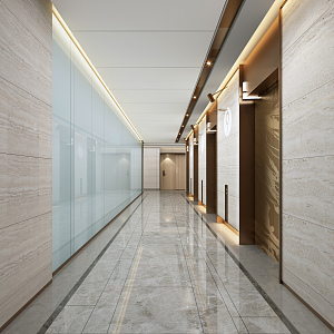 Light Luxury Elevator Hall Hotel Apartment Elevator Hall 3d model