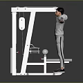 A Man In Gray Sportswear Using Fitness Machine With Arms Outstretched