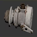 Old Rusty Circular Metal Mechanical Part With Surface Details Gear Like Structure Dark Background