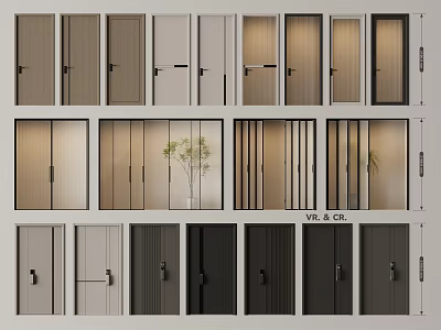Sleek Modern Hinged Doors In Wooden White And Black Designs For Home Interior 3d model