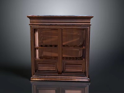 Traditional Wooden Cabinet With Double Panel Door And Ornate Base Design 3d model