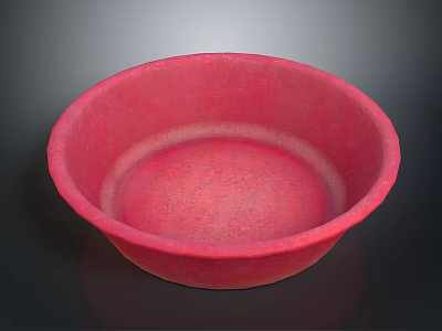 Red Bowl Shaped Sculptural Carving With Hand Carved Textured Surface Artistic Decorative Piece 3d model