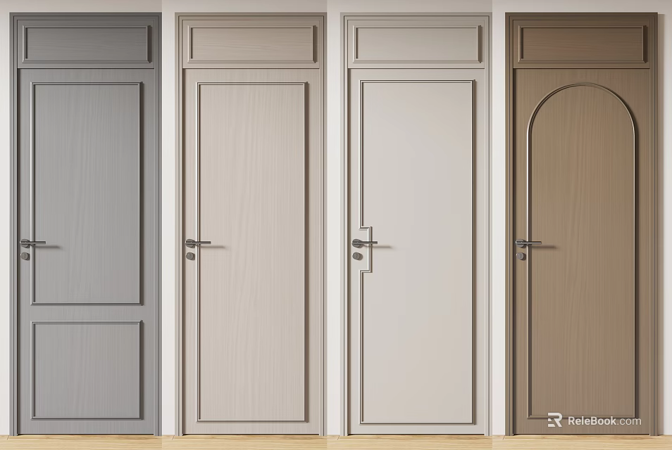 Wooden Swing Doors With Various Designs And Multiple Colors For Home 3d model 