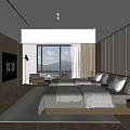 Hotel Guest Room Modern Interior With Wooden Elements Large Window TV And Comfortable Bed