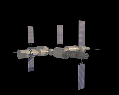 Advanced Space Station Module Structure With Solar Panels And Connected Units 3d model