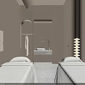 Elegant Warm Tone Beauty Salon Interior Design With Comfortable Waiting And Professional Consultation Area