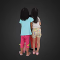 Happy Children Siblings Standing Together In Group Portrait With Smiles