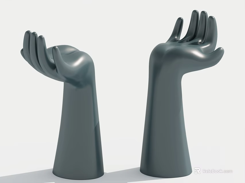 Modern Hand Shaped Bar Stools With Uplifted Palm Design And Cylindrical Base 3d model 