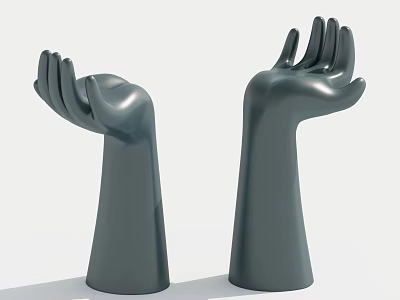 Modern Hand Shaped Bar Stools With Uplifted Palm Design And Cylindrical Base 3d model