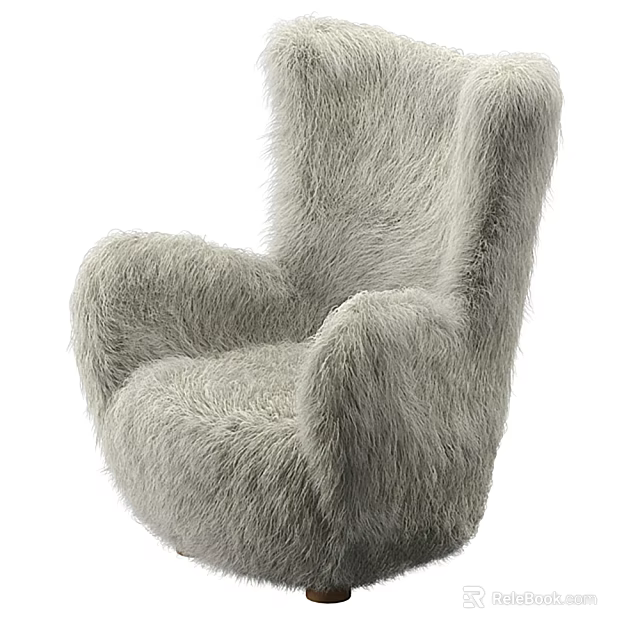 Soft Fluffy Single Sofa With Plush Material And Comfortable Design For Cozy Living Room 3d model 