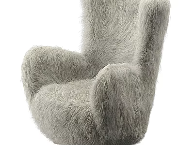 Soft Fluffy Single Sofa With Plush Material And Comfortable Design For Cozy Living Room 3d model