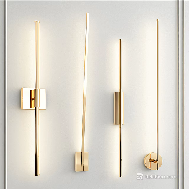 Elegant Modern Gold Wall Lamp with Sleek Design for Interior White Wall Lighting 3d model 